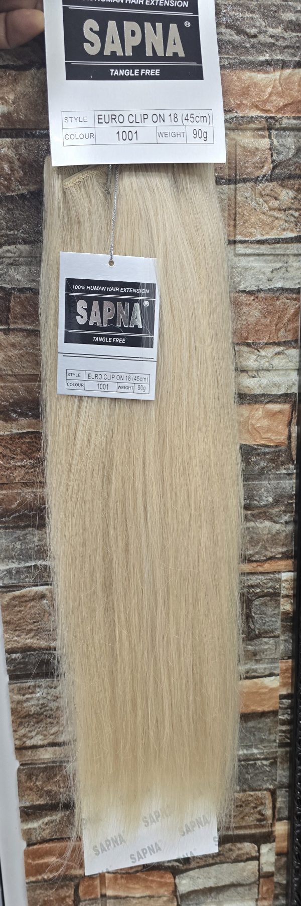 Sapna 100% human hair Euro clip on extensions 18 inches 1001 - Image 3